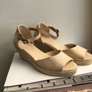 New Soludos espadrille wedge canvas sandals ankle strap Size  8.5